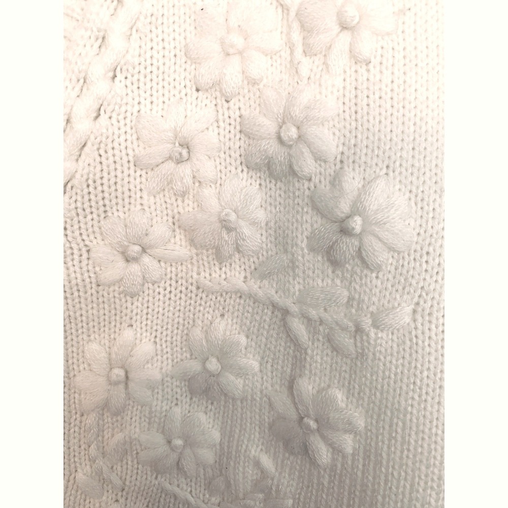 Cream Embroidered Sweater Vest OS Cottagecore Grandma Chic Preppy Cozy Layering - Picture 6 of 15
